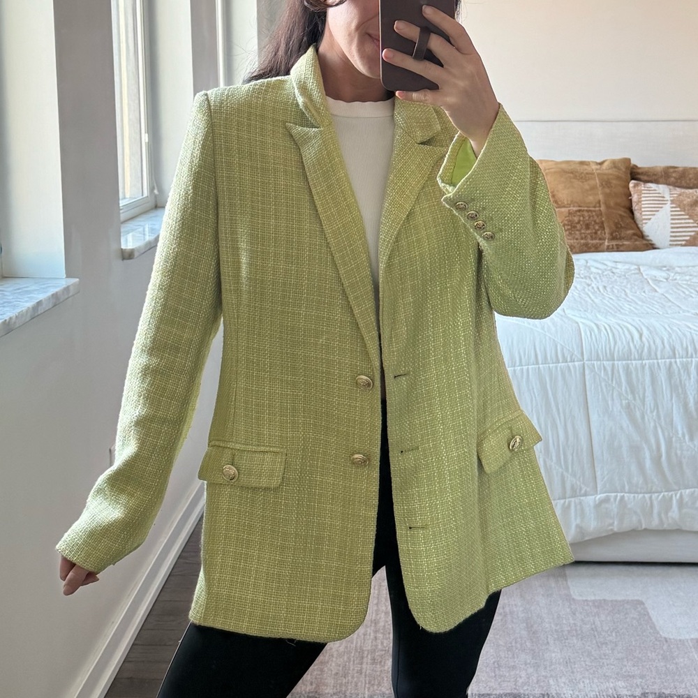 Boutique Lime Green Tweed Blazer